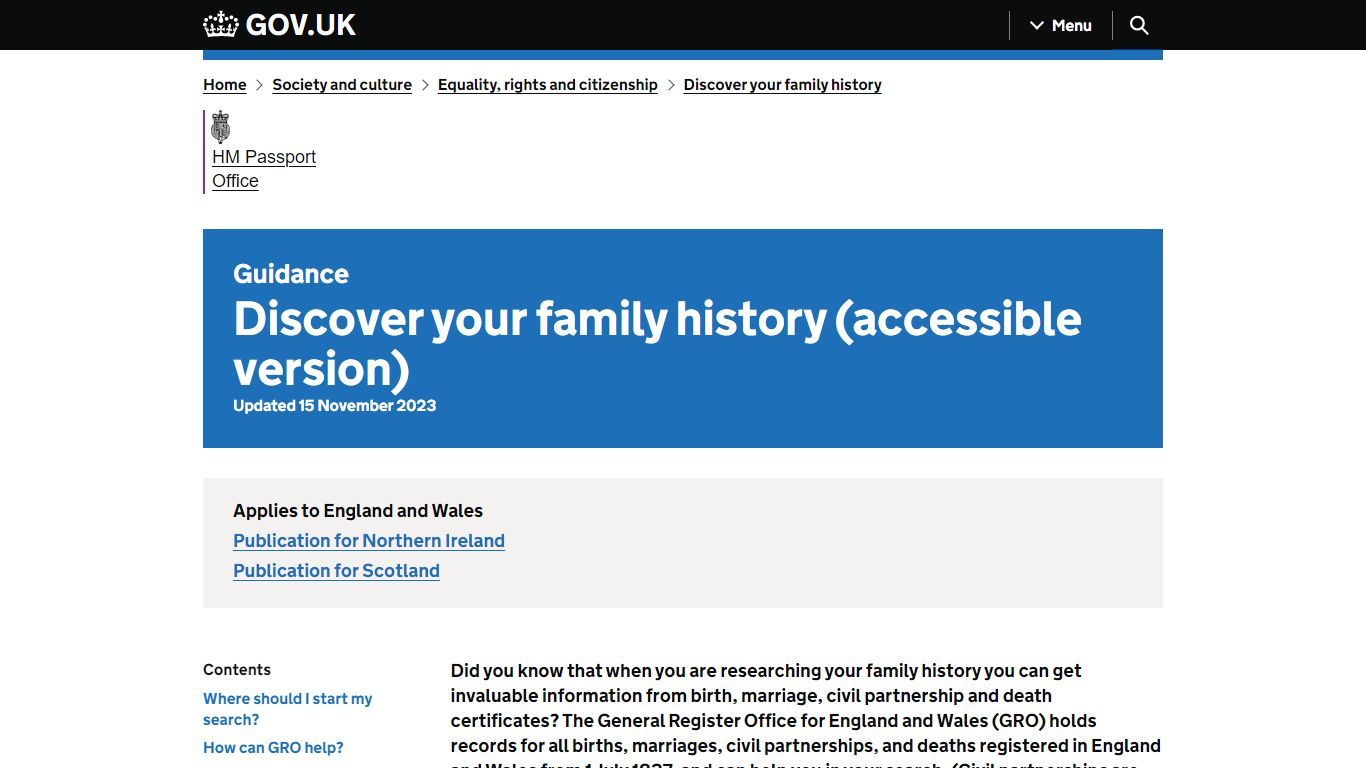 Discover your family history (accessible version) - GOV.UK